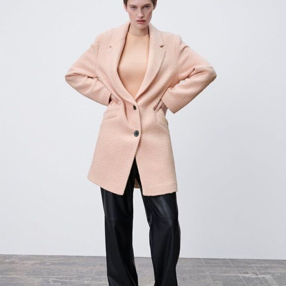 ZARA TEXTURED COAT COTTON BLEND NEW - Picture 6 of 7